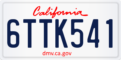 CA license plate 6TTK541