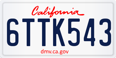 CA license plate 6TTK543