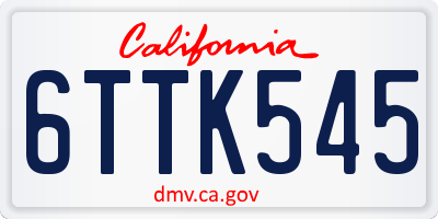 CA license plate 6TTK545