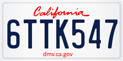 CA license plate 6TTK547