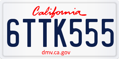 CA license plate 6TTK555
