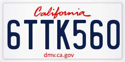 CA license plate 6TTK560