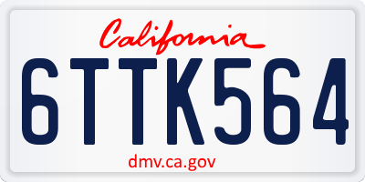 CA license plate 6TTK564