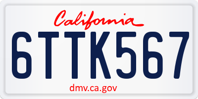 CA license plate 6TTK567