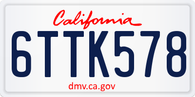 CA license plate 6TTK578