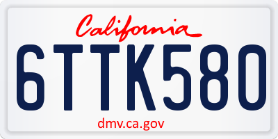 CA license plate 6TTK580
