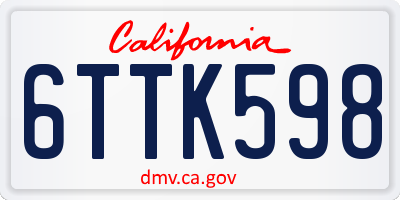 CA license plate 6TTK598