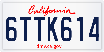 CA license plate 6TTK614