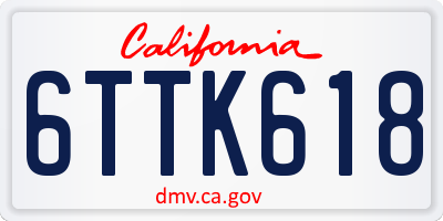 CA license plate 6TTK618