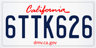 CA license plate 6TTK626