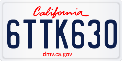 CA license plate 6TTK630