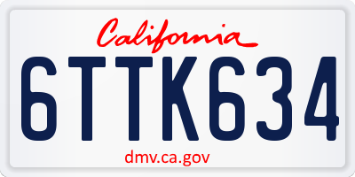 CA license plate 6TTK634