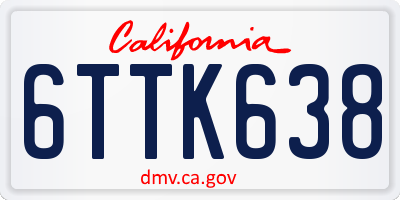 CA license plate 6TTK638