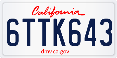 CA license plate 6TTK643
