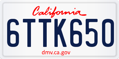 CA license plate 6TTK650
