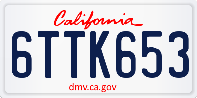 CA license plate 6TTK653