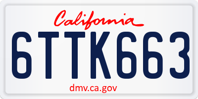 CA license plate 6TTK663