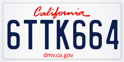 CA license plate 6TTK664