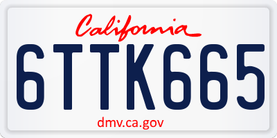 CA license plate 6TTK665