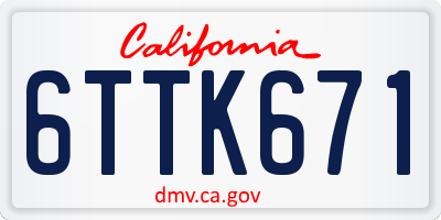 CA license plate 6TTK671