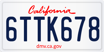 CA license plate 6TTK678