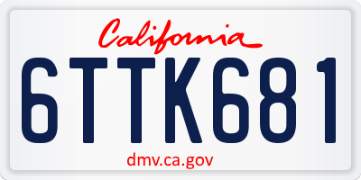 CA license plate 6TTK681