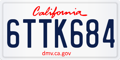 CA license plate 6TTK684