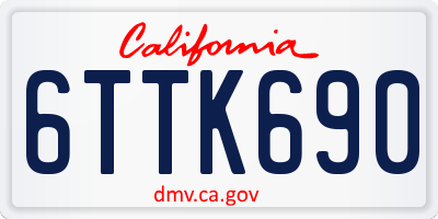 CA license plate 6TTK690