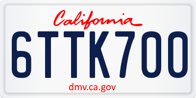 CA license plate 6TTK700
