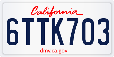 CA license plate 6TTK703