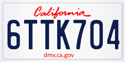 CA license plate 6TTK704