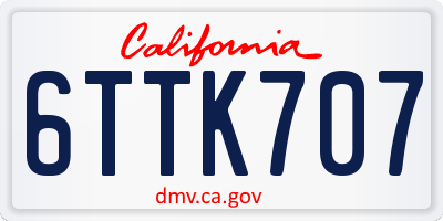 CA license plate 6TTK707