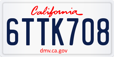CA license plate 6TTK708