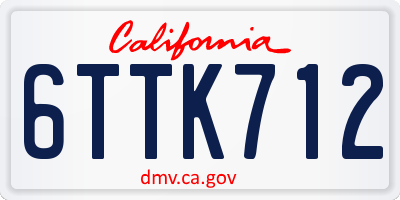 CA license plate 6TTK712