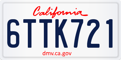 CA license plate 6TTK721