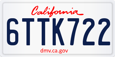CA license plate 6TTK722