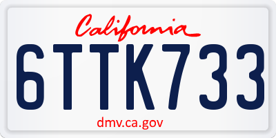 CA license plate 6TTK733