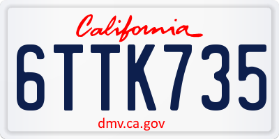 CA license plate 6TTK735