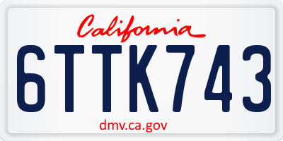 CA license plate 6TTK743