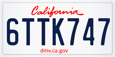 CA license plate 6TTK747