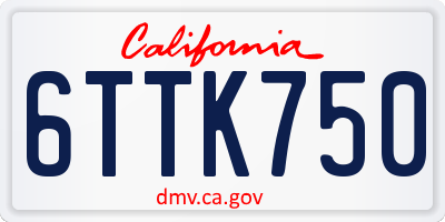 CA license plate 6TTK750