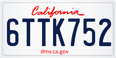 CA license plate 6TTK752
