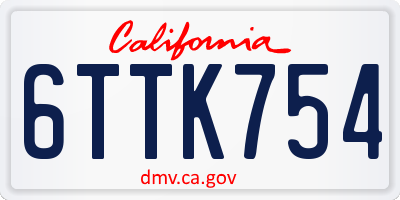 CA license plate 6TTK754