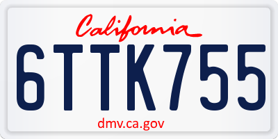 CA license plate 6TTK755