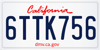 CA license plate 6TTK756