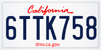 CA license plate 6TTK758