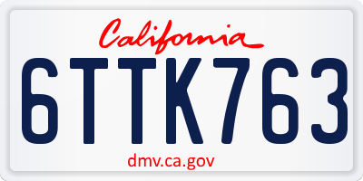 CA license plate 6TTK763