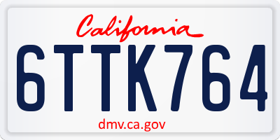 CA license plate 6TTK764