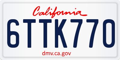 CA license plate 6TTK770