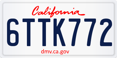 CA license plate 6TTK772
